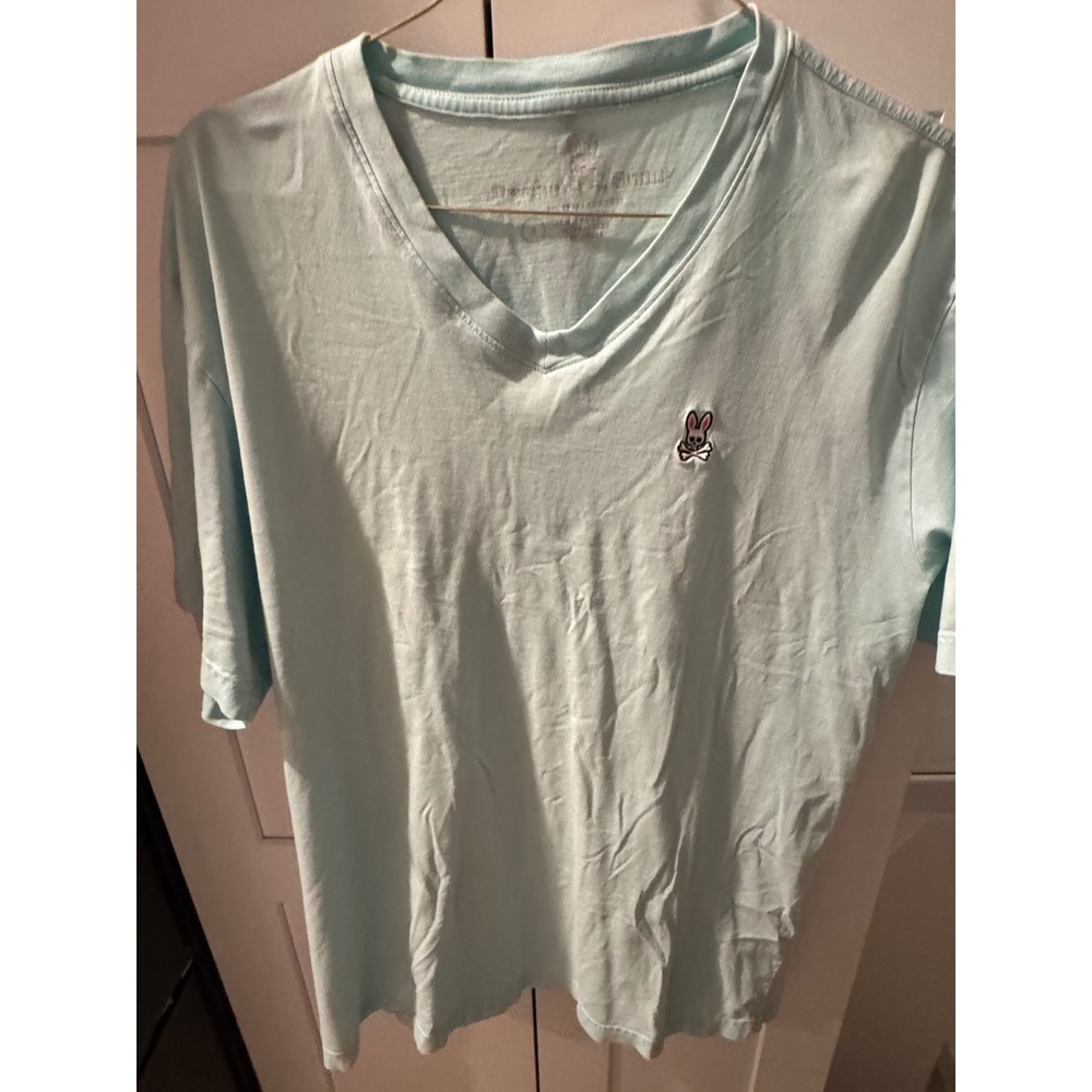 Psycho Bunny Mens Light Blue V-Neck Pima Cotton T-Shirt Size S